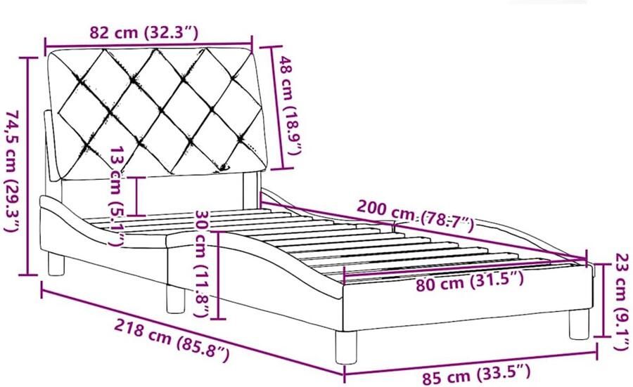 VidaXL Bedframe zonder matras 80x200 cm stof donkerbruin - Foto 3