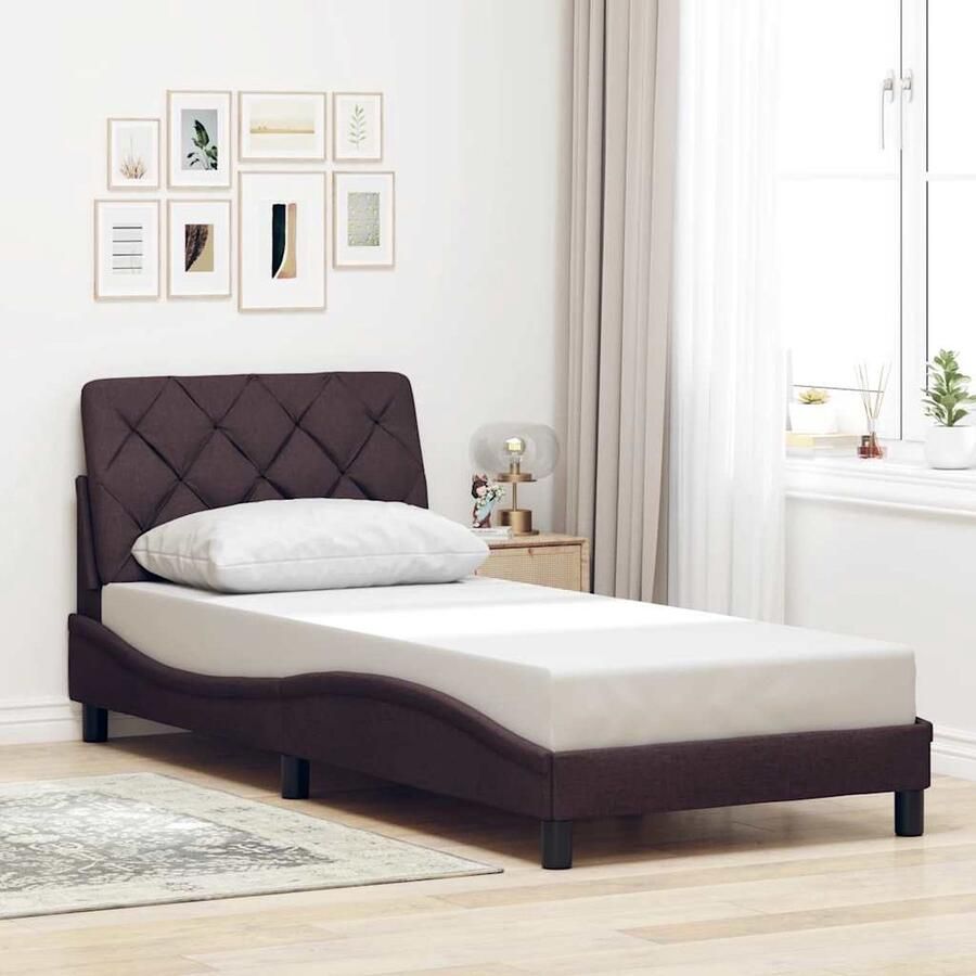 VidaXL Bedframe zonder matras 80x200 cm stof donkerbruin - Foto 2
