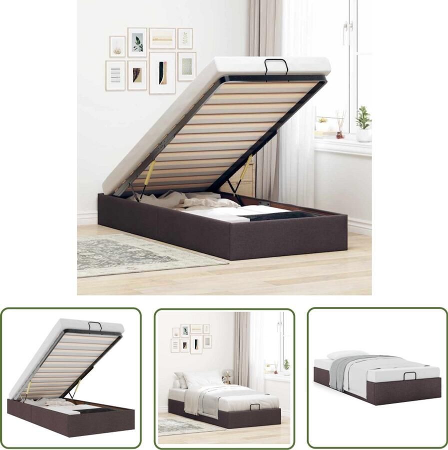 VidaXL Bedframe zonder matras 80x200 cm stof donkerbruin Slaapcomfort Bed Frame Hoofdbord Tweepersoonsbed Boxspring Alternatief