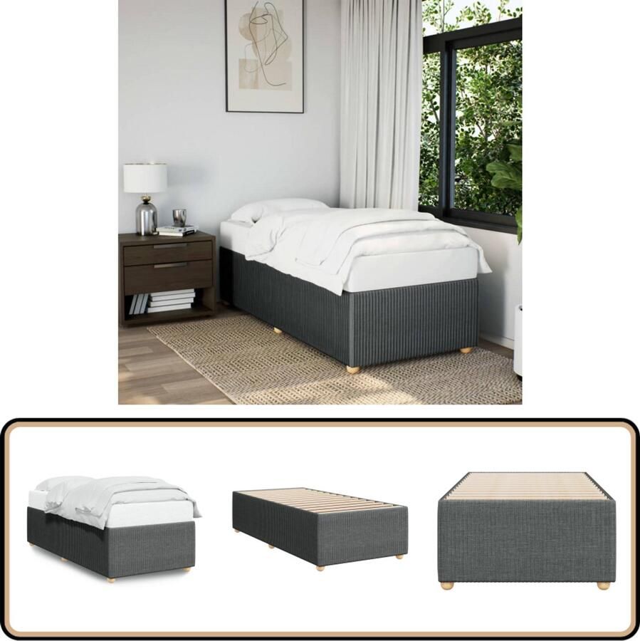 VidaXL Bedframe zonder matras 80x200 cm stof donkergrijs