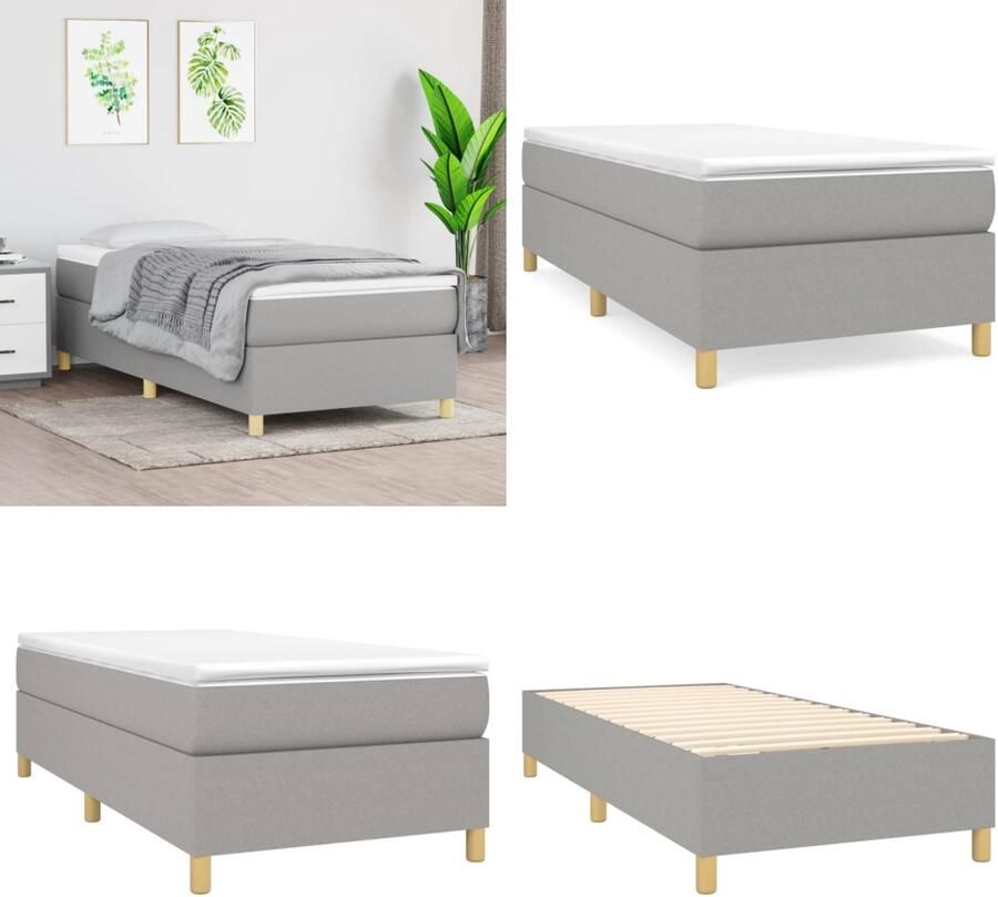 VidaXL Bedframe zonder matras 80x200 cm stof lichtgrijs Bedframe Bedframes Slaapmeubel Bedbodem