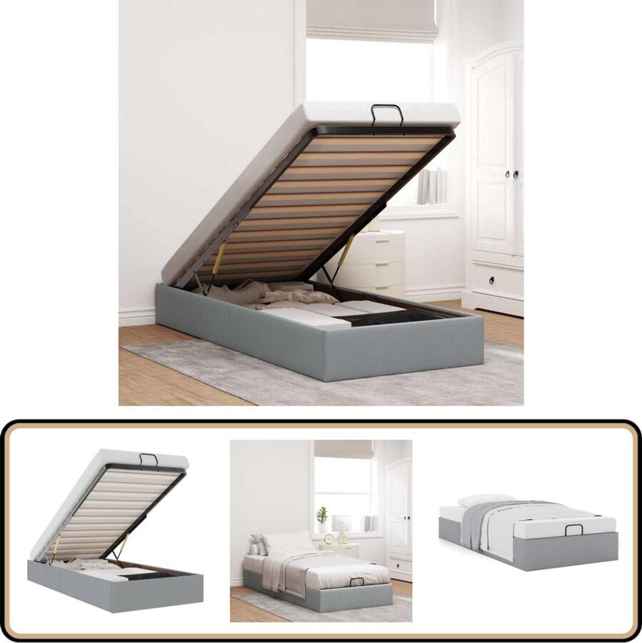 VidaXL Bedframe zonder matras 80x200 cm stof lichtgrijs