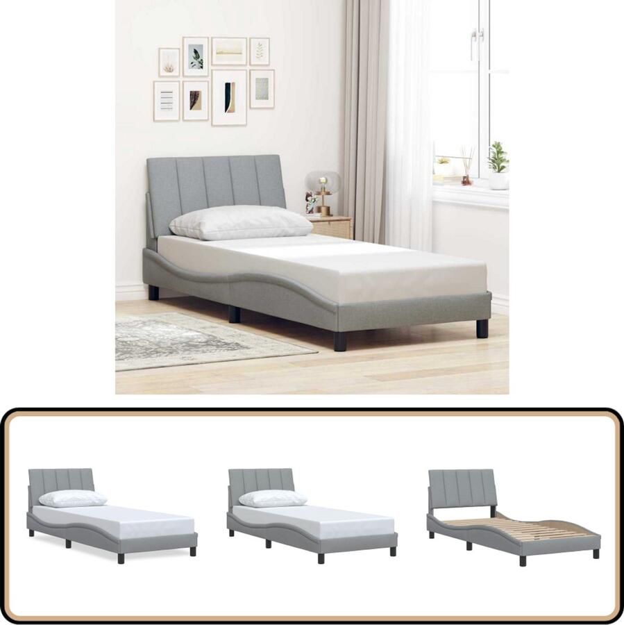 VidaXL Bedframe zonder matras 80x200 cm stof lichtgrijs