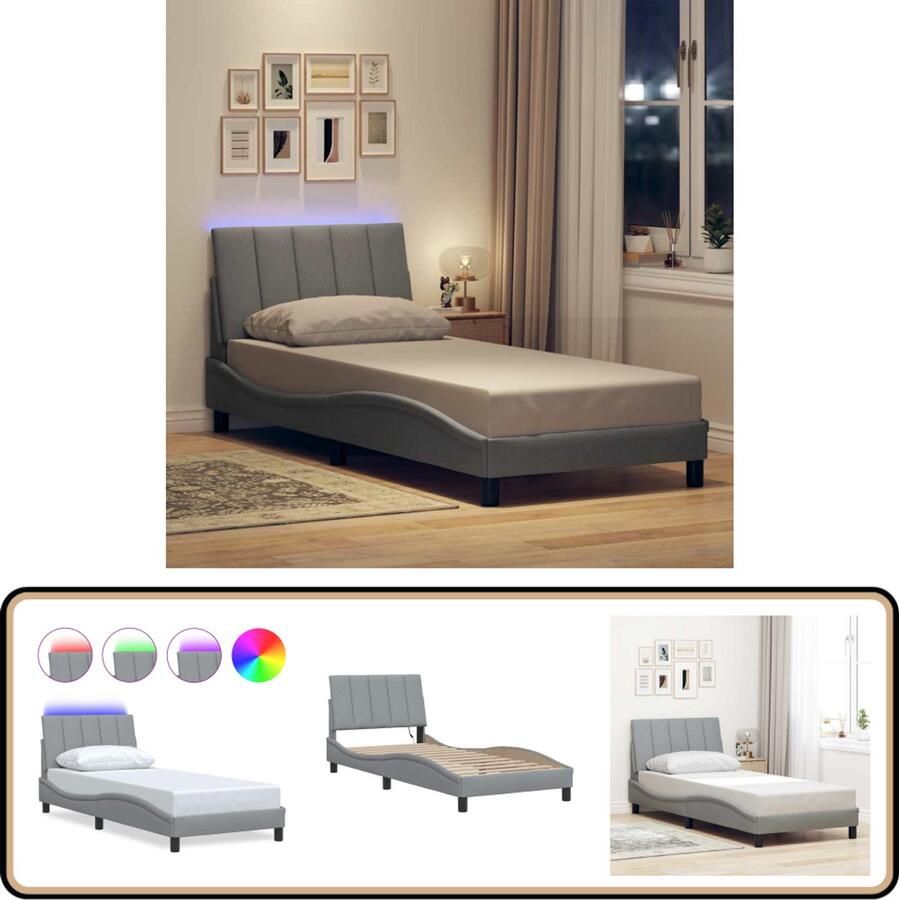 VidaXL Bedframe zonder matras 80x200 cm stof lichtgrijs