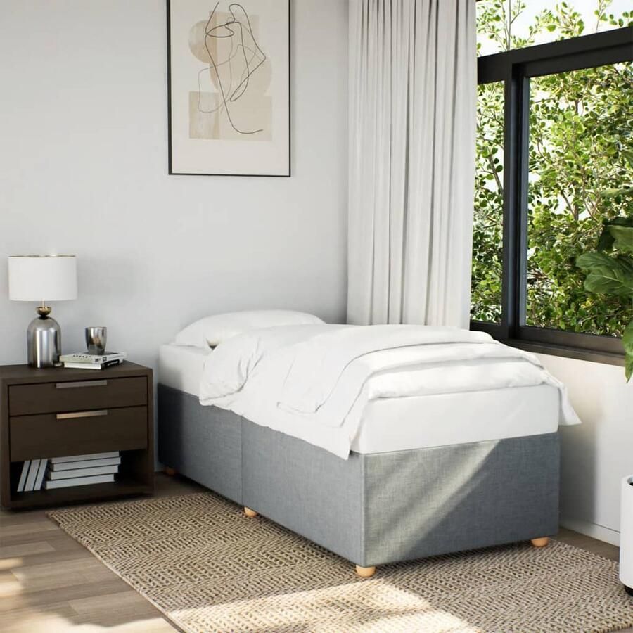 VidaXL Bedframe zonder matras 80x200 cm stof lichtgrijs - Foto 2