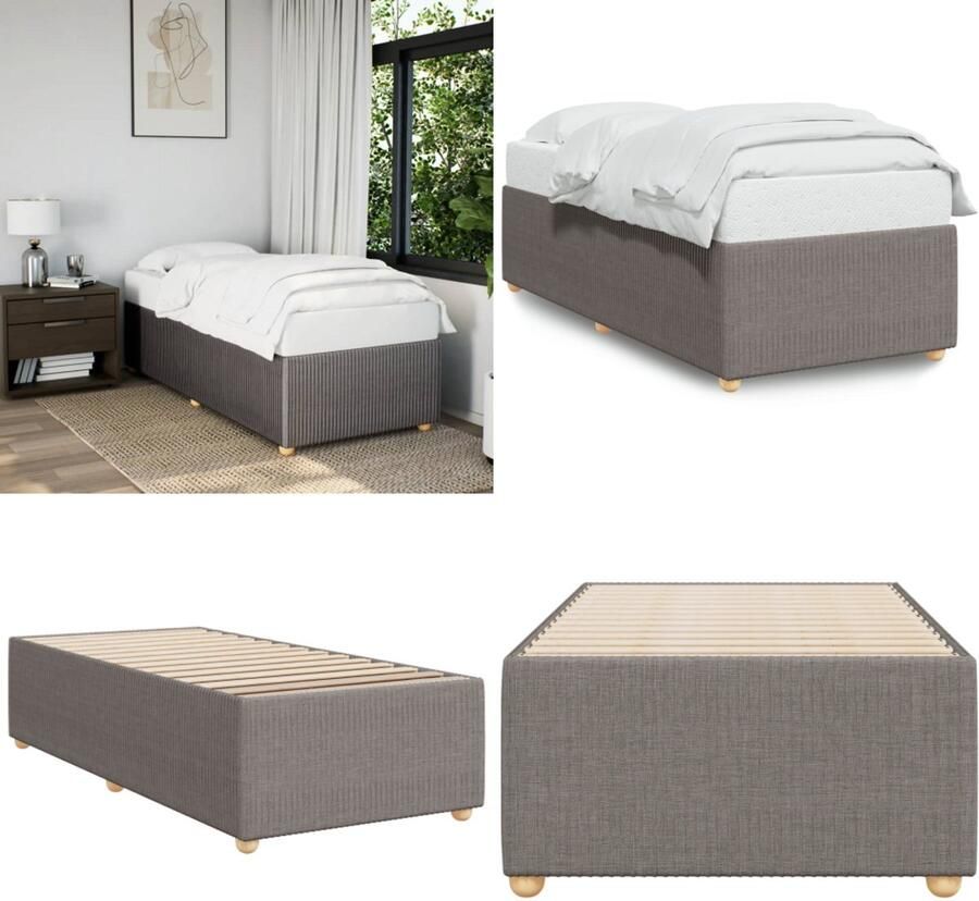 VidaXL Bedframe zonder matras 80x200 cm stof taupe Bedframe Bed Bedbodem