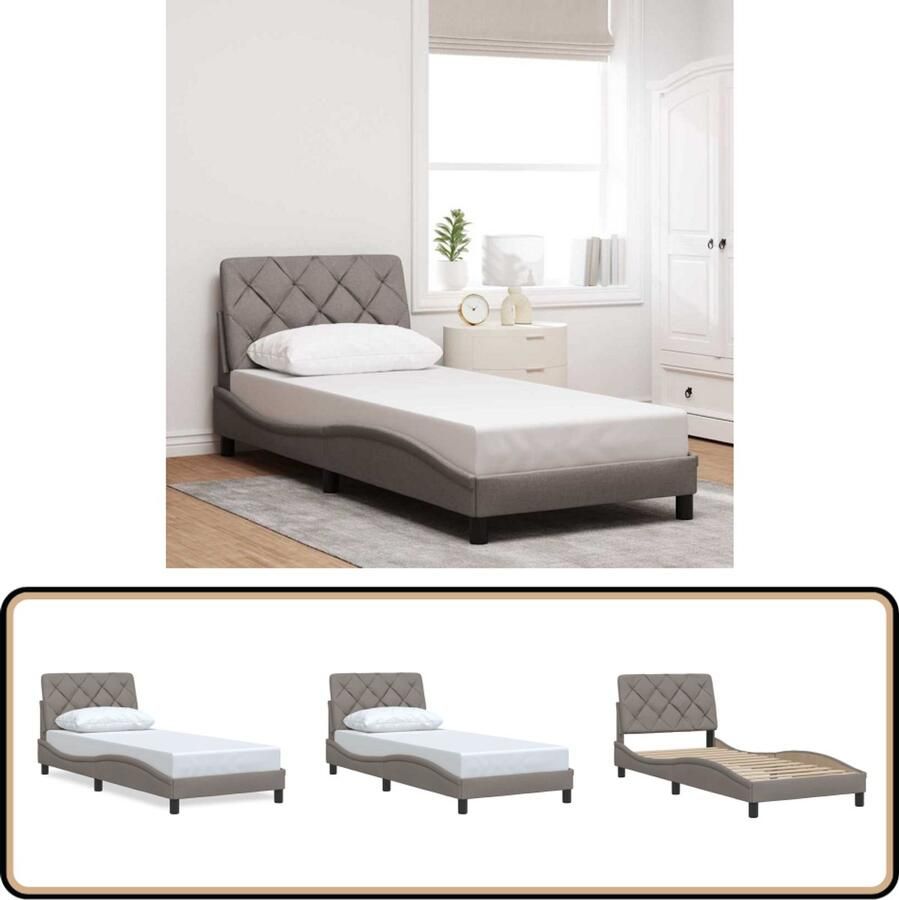 VidaXL Bedframe zonder matras 80x200 cm stof taupe