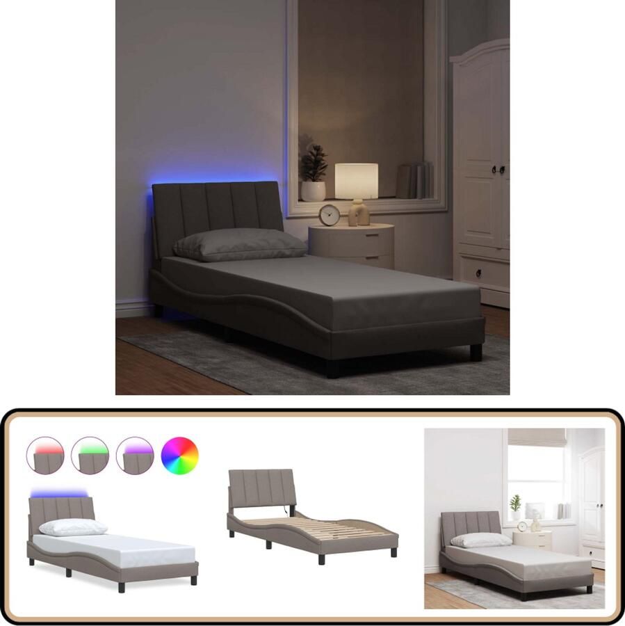 VidaXL Bedframe zonder matras 80x200 cm stof taupe