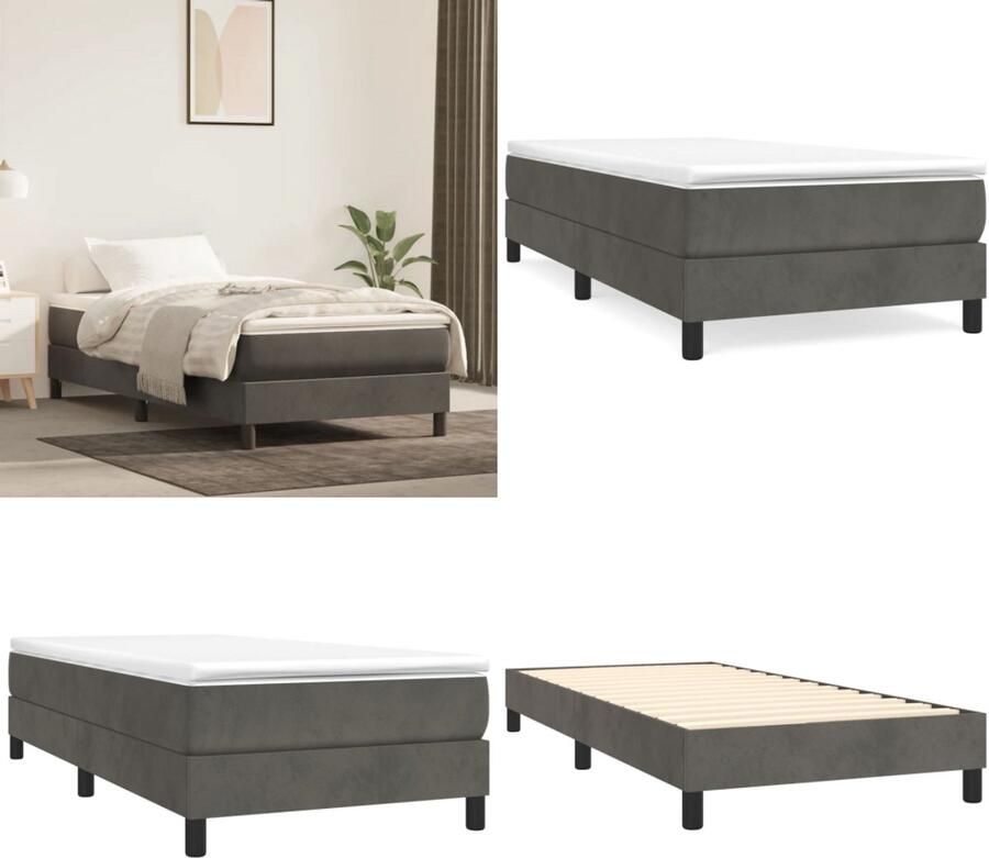 VidaXL Bedframe zonder matras 90x190 cm fluweel donkergrijs
