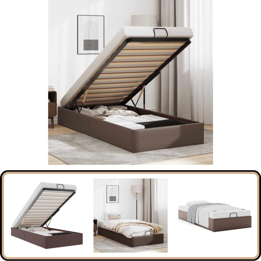 VidaXL Bedframe zonder matras 90x190 cm kunstleer bruin