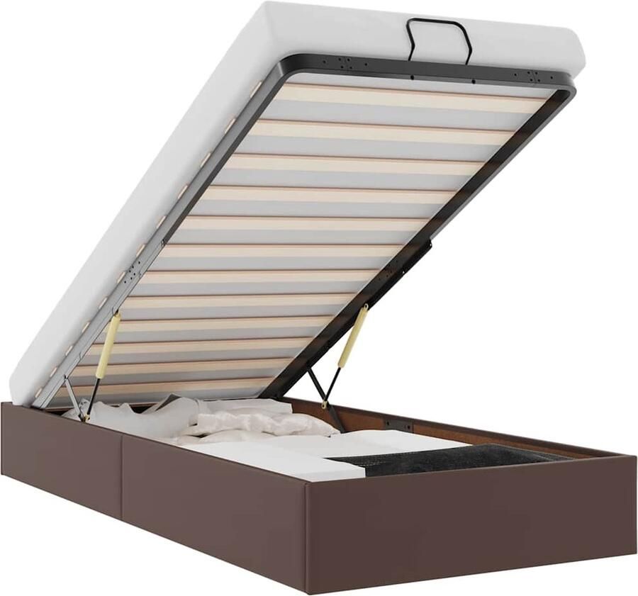 VidaXL Bedframe zonder matras 90x190 cm kunstleer bruin