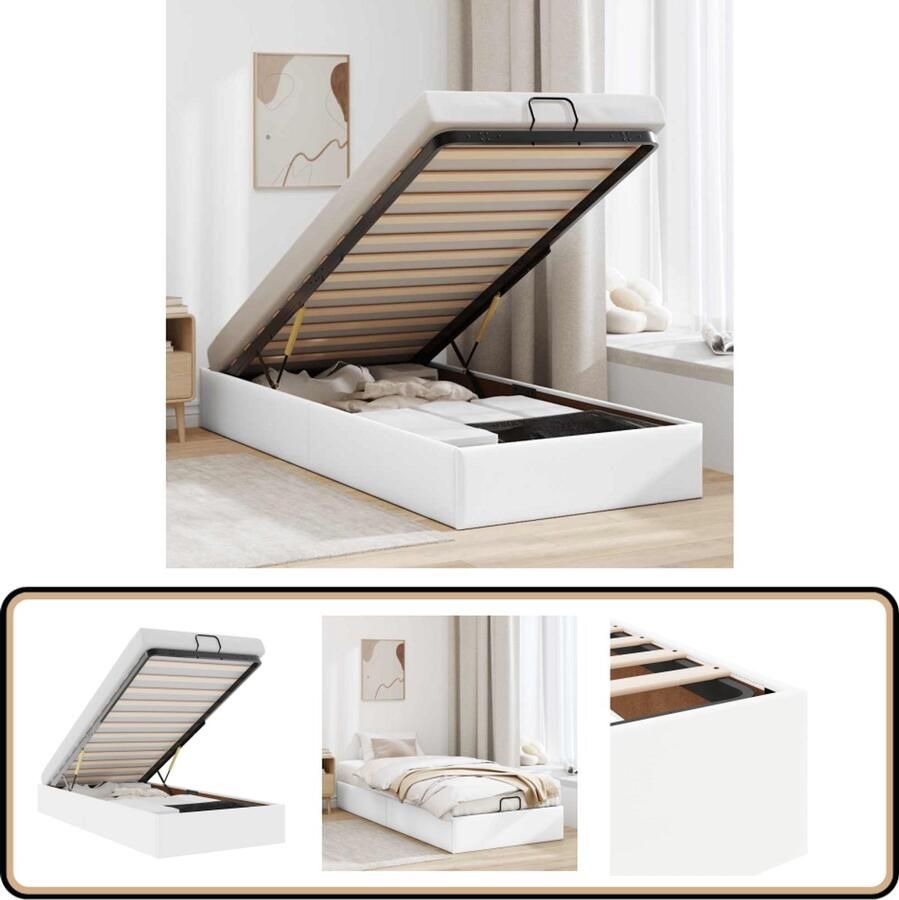 VidaXL Bedframe zonder matras 90x190 cm kunstleer wit