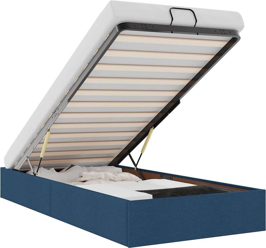 VidaXL Bedframe zonder matras 90x190 cm stof blauw - Foto 8