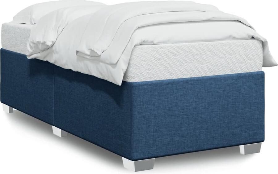 VidaXL Bedframe zonder matras 90x200 cm stof blauw