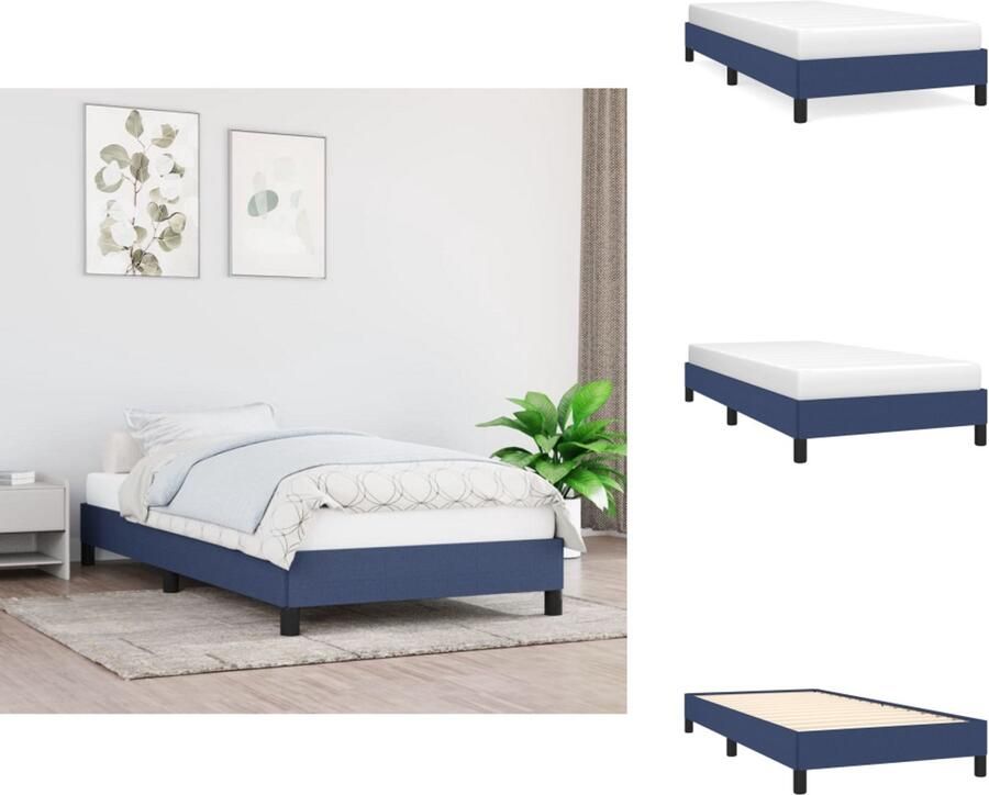 VidaXL Bedframe zonder matras 90x190 cm stof blauw - Foto 4