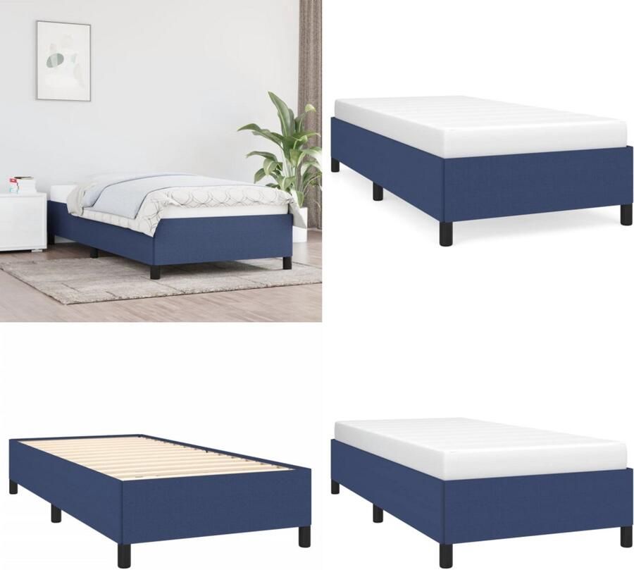 VidaXL Bedframe zonder matras 90x190 cm stof blauw - Foto 3