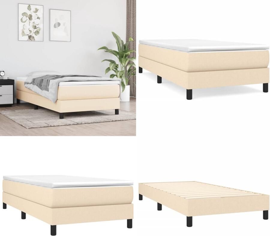VidaXL Bedframe zonder matras 90x190 cm stof crèmekleurig Bedframe Bedframes Slaapmeubel Bedbodem - Foto 2
