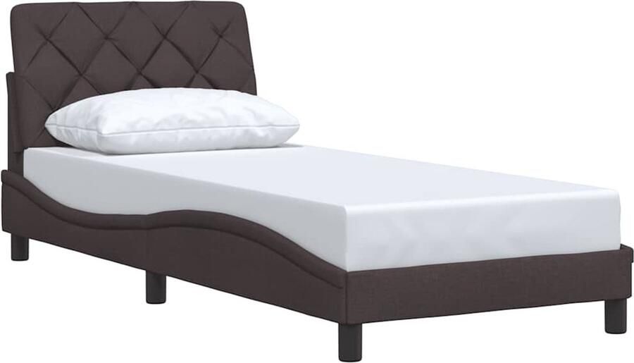 VidaXL Bedframe zonder matras 90x190 cm stof donkerbruin