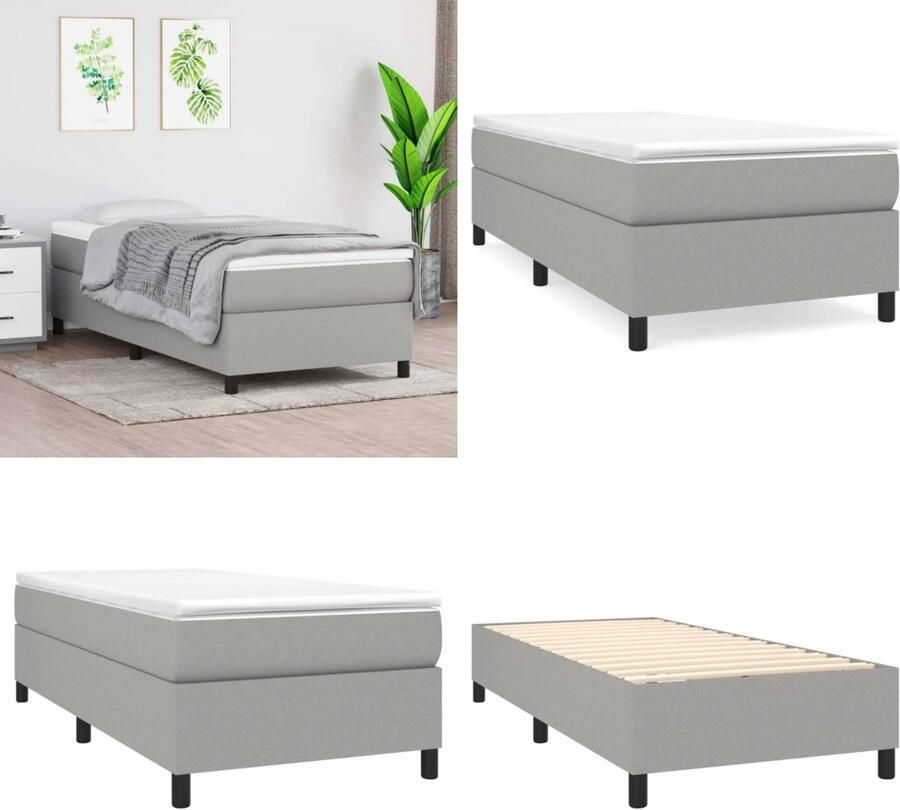 VidaXL Bedframe zonder matras 90x190 cm stof lichtgrijs Bedframe Bedframes Slaapmeubel Bedbodem