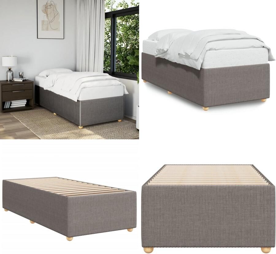 VidaXL Bedframe zonder matras 90x190 cm stof taupe Bedframe Bed Bedbodem