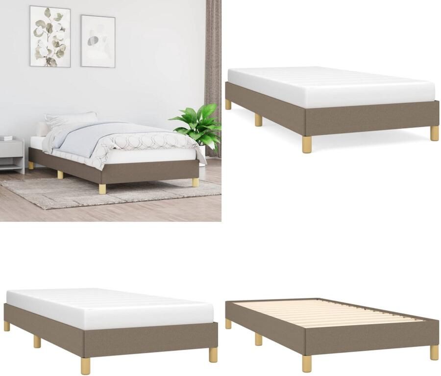 VidaXL Bedframe zonder matras 90x190 cm stof taupe Bedframe Bedframes Slaapmeubel Bedbodem - Foto 2