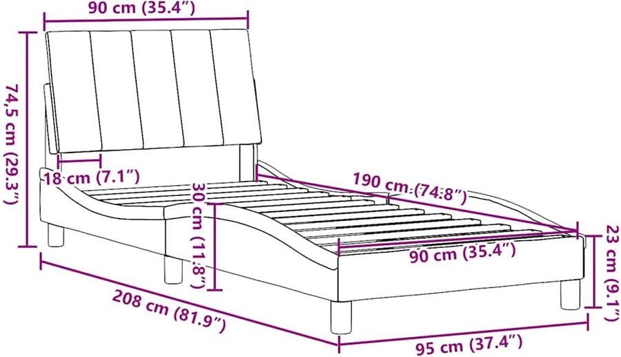 VidaXL Bedframe zonder matras Hanko 90x190 cm stof zwart