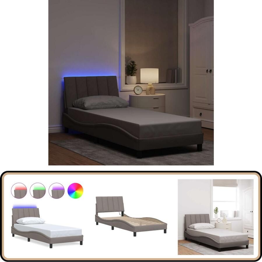 VidaXL Bedframe zonder matras 90x190 cm stof taupe