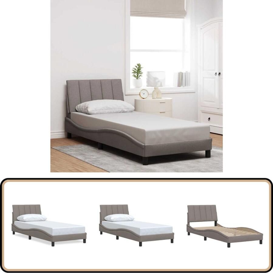 VidaXL Bedframe zonder matras 90x190 cm stof taupe