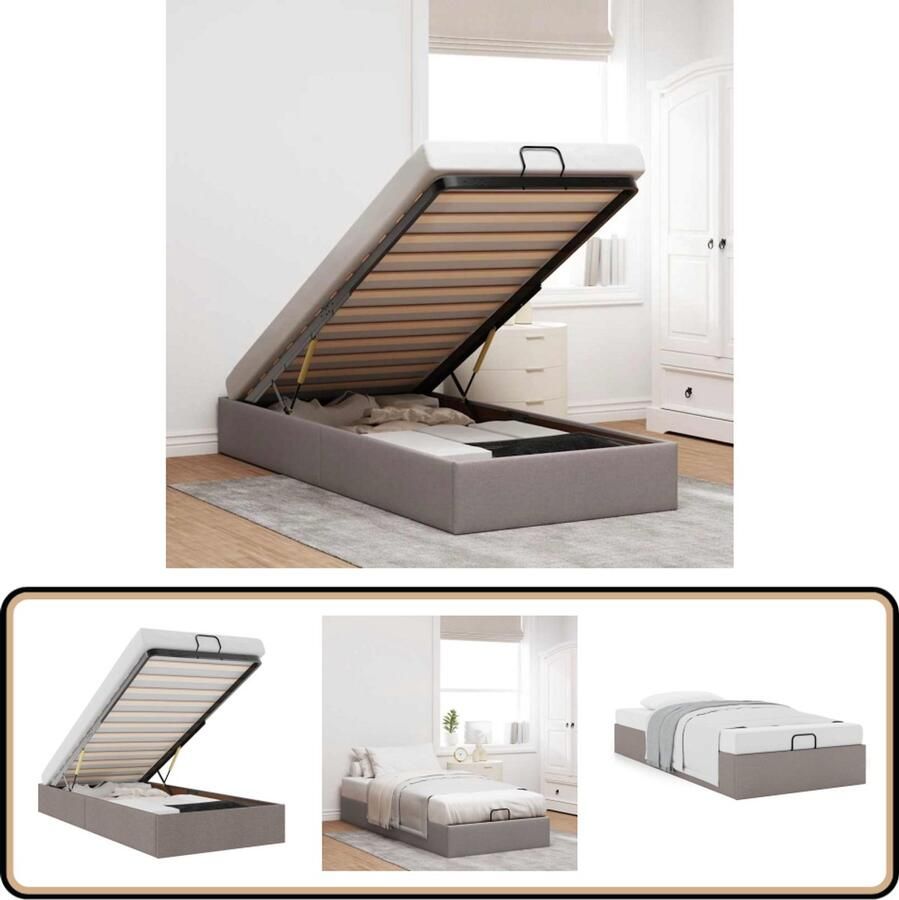 VidaXL Bedframe zonder matras 90x190 cm stof taupe