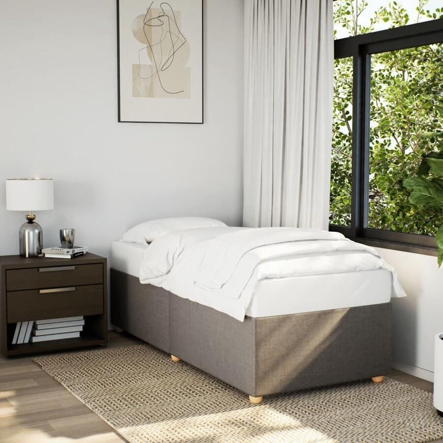 VidaXL Bedframe zonder matras 90x190 cm stof taupe - Foto 2