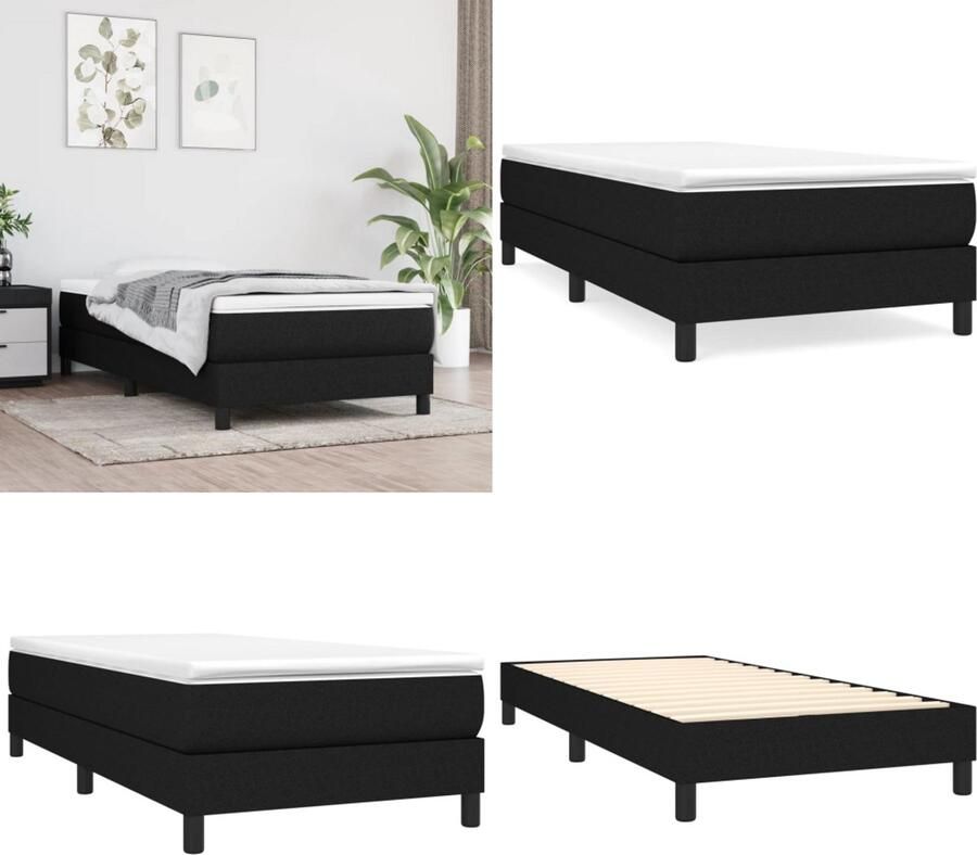 VidaXL Bedframe zonder matras 90x190 cm stof zwart Bedframe Bedframes Slaapmeubel Bedbodem