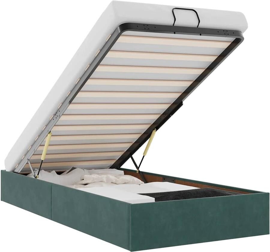 VidaXL -Bedframe-met-hoofdeinde-fluweel-donkergroen-100x200-cm - Foto 4