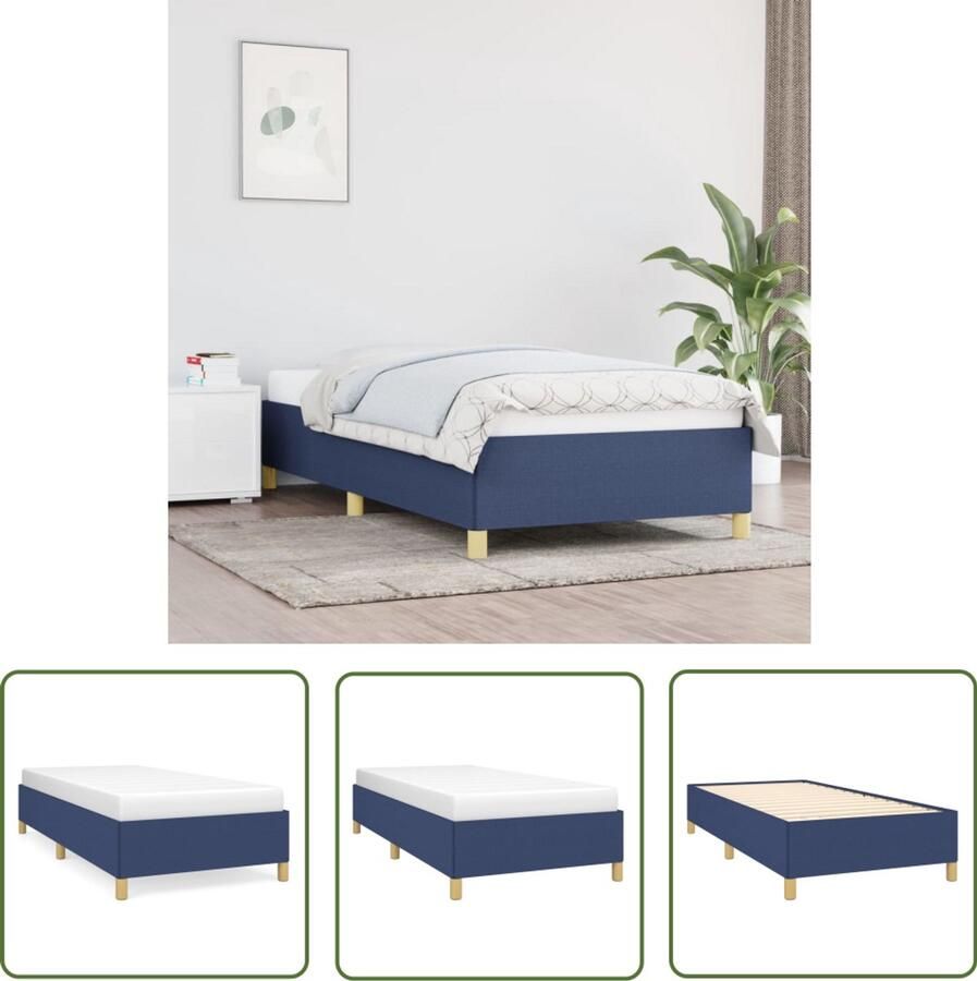 VidaXL Bedframe zonder matras 90x200 cm stof blauw - Foto 3