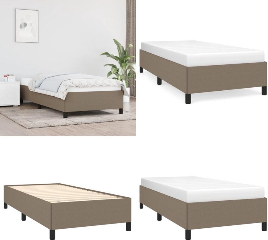 VidaXL Bedframe zonder matras 90x200 cm stof taupe - Foto 5