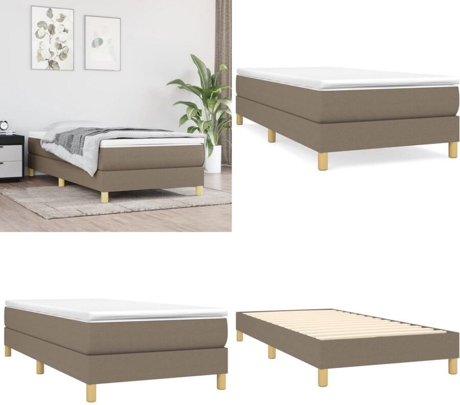 VidaXL Bedframe zonder matras 90x200 cm stof taupe Bedframe Bedframes Slaapmeubel Bedbodem