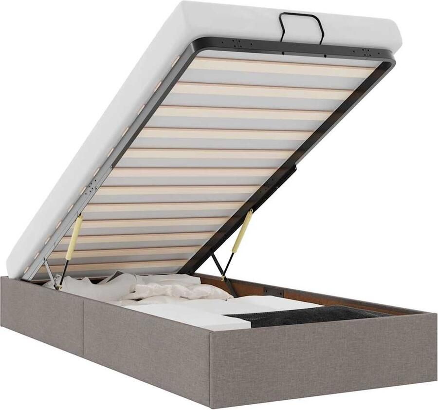 VidaXL Bedframe zonder matras 90x200 cm stof taupe - Foto 3