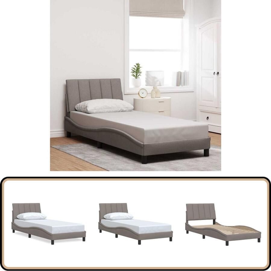 VidaXL Bedframe zonder matras 90x200 cm stof taupe