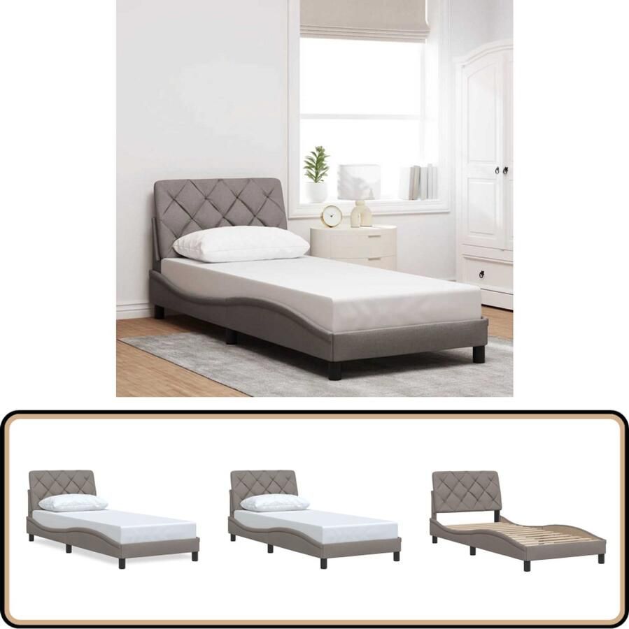 VidaXL Bedframe zonder matras 90x200 cm stof taupe