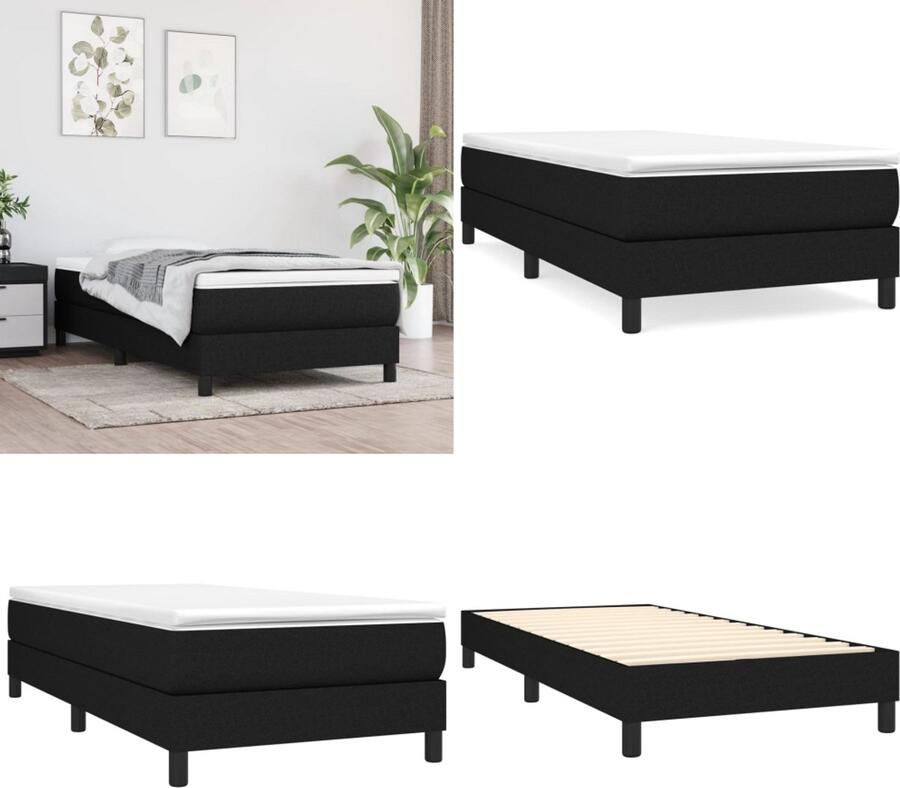 VidaXL Bedframe zonder matras 90x200 cm stof zwart Bedframe Bedframes Slaapmeubel Bedbodem