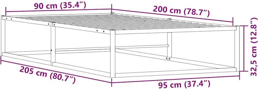 VidaXL Bedframe zonder matras 90x200 cm wit - Foto 2