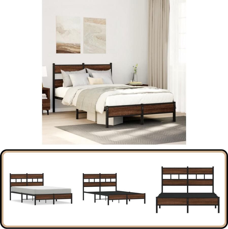 VidaXL Bedframe zonder matras bewerkt hout bruin eikenkleur 120x200 cm