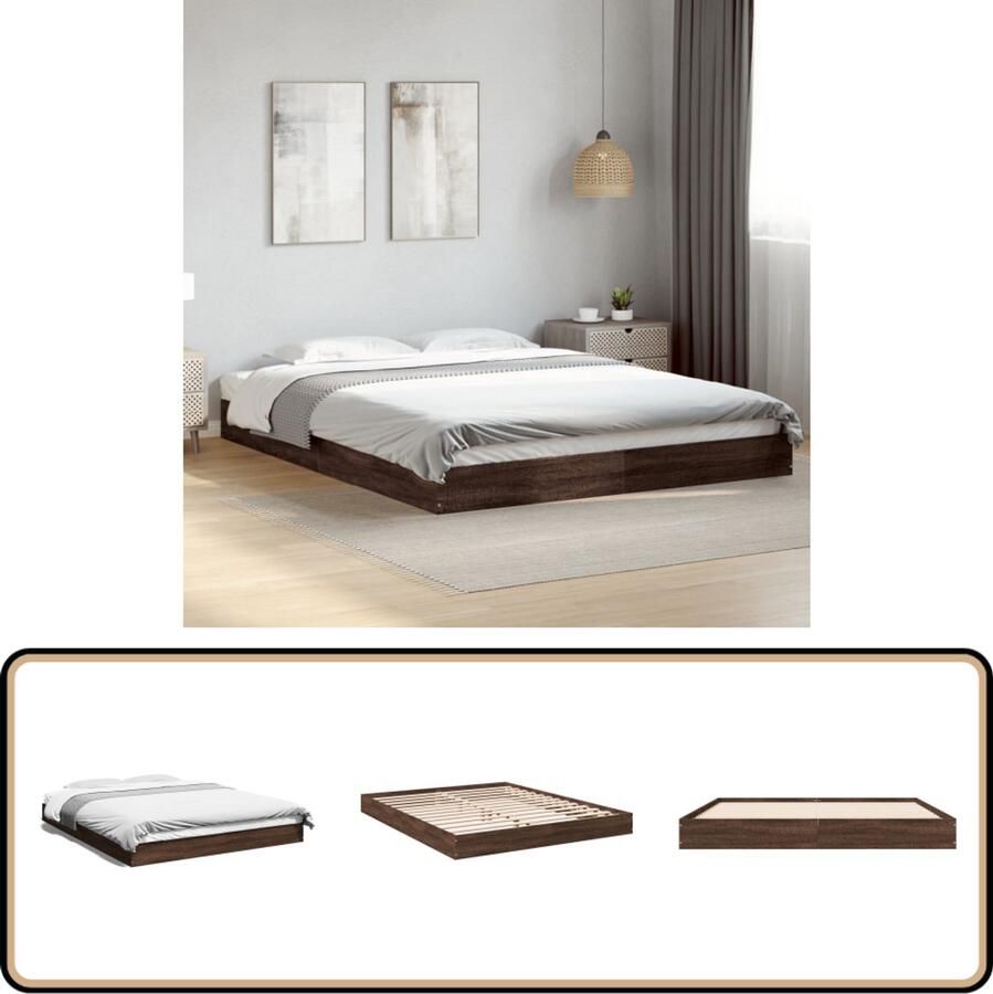 VidaXL Bedframe zonder matras bewerkt hout bruin eikenkleur 150x200 cm - Foto 2