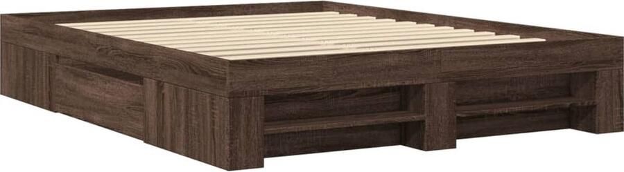 VidaXL Bedframe zonder matras bewerkt hout bruin eikenkleur 150x200 cm - Foto 7