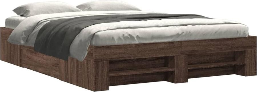 VidaXL Bedframe zonder matras bewerkt hout bruin eikenkleur 160x200 cm - Foto 3
