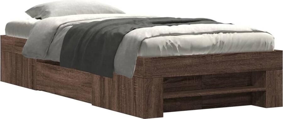 VidaXL Bedframe zonder matras bewerkt hout bruin eikenkleur 90x190 cm - Foto 3