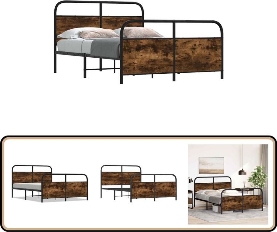 VidaXL Bedframe zonder matras bewerkt hout gerookt eiken 120x190 cm