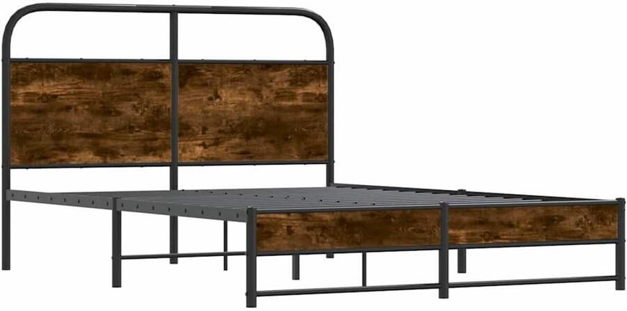 VidaXL Bedframe zonder matras bewerkt hout gerookt eiken 135x190 cm