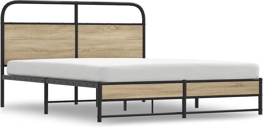 VidaXL Bedframe zonder matras bewerkt hout gerookt eiken 150x200 cm