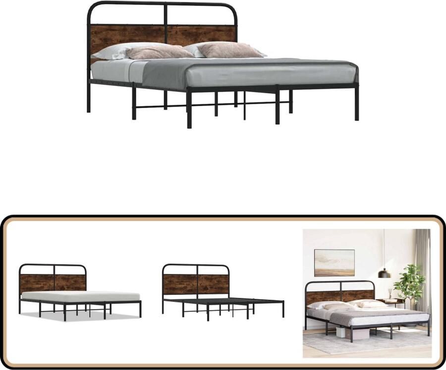 VidaXL Bedframe zonder matras bewerkt hout gerookt eiken 150x200 cm