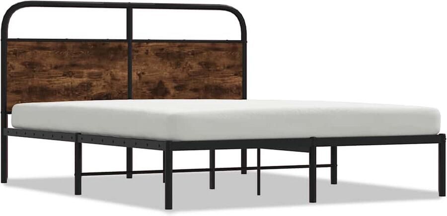 VidaXL Bedframe zonder matras bewerkt hout gerookt eiken 150x200 cm - Foto 2